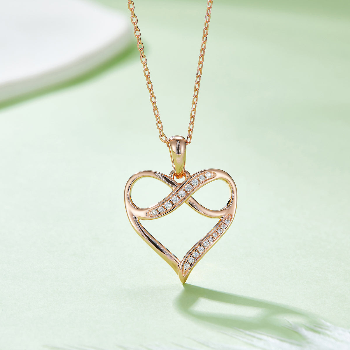 4g S925 Sterling Silver Moissanite Infinity Heart Necklace 45cm 19 Stone Pendant With GRA Certificate, Platinum Plated Romantic Jewelry Gift Box Set For Women