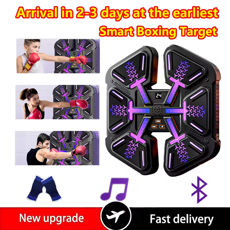Smart Bluetooth Music Boxing Machine -LED Reaction Training, Adjustable Speed, Home Fitness & Stress Relief With Glove