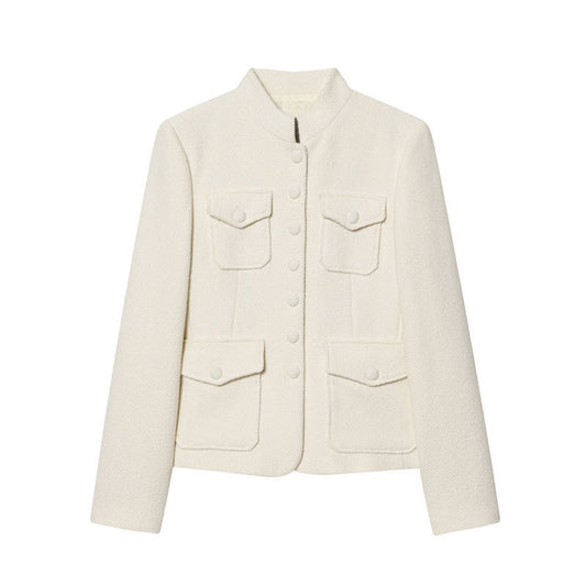 Womens Fashion Elegant Long-sleeve Stand-collar Coat