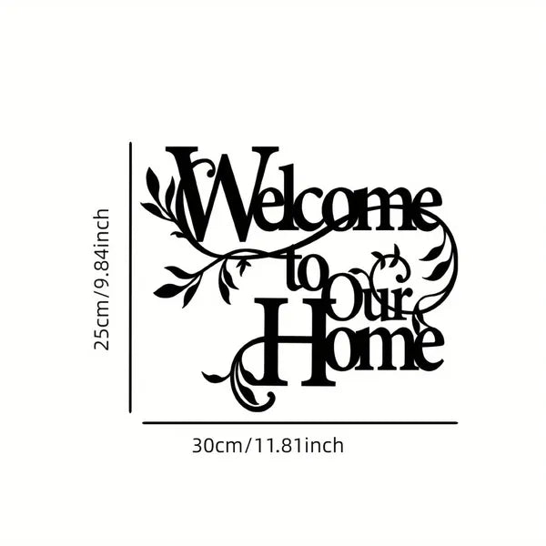 CIFbuy Iron 'Welcome To Our Home' Floral Wall Art, Cozy Style Wall Hanging, Entryway Home Decor - TikTok, Temu, Self-pickup Available