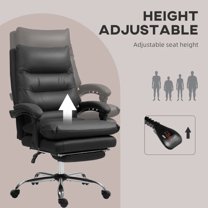 Vinsetto Massage Office Chair With Heat Function, Computer Desk Chair With Footrest Swivel Wheels, Black