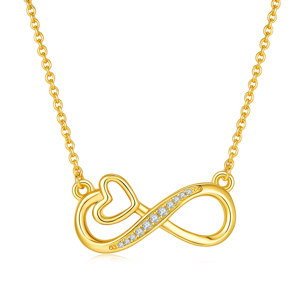 3.7g S925 Sterling Silver 11 Stone Moissanite Infinity Heart Necklace 45cm  Platinum Plated Pendant With GRA, Romantic Jewelry Gift Box Set For Women