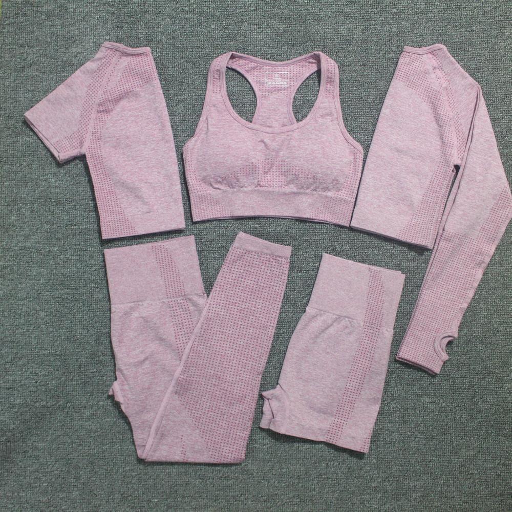 Small Dots Jacquard Seamless Ninth Pants Fitness Body Shaping Pants Five-piece Set