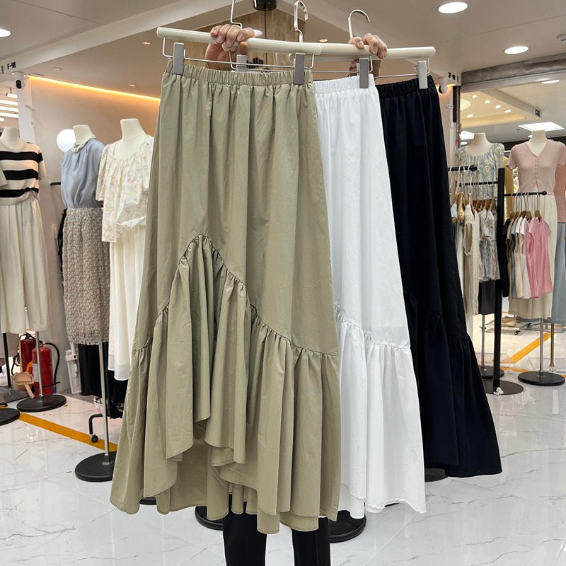 Ruffled Asymmetrical Skirt Womens Korean Style
