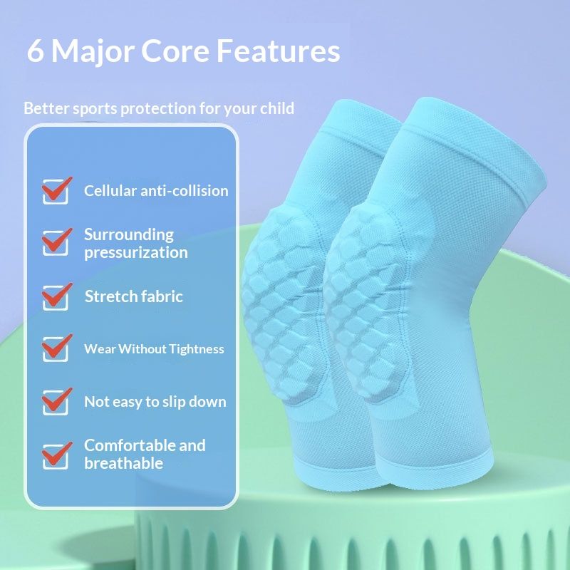 Youth Anti-collision Honeycomb Knee Pads Elbow Pads Basketball Roller Skating Outdoor Cycling EVA Shock Absorbing Knee Pads Sports Set