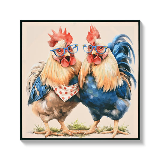 Farmhouse Rooster Wall Art, Rustic Chicken Pictures Wall Decor, Country Farm Coop Canvas Prints Painting, Framed Artwork For Kitchen Living Room Dining Room Bathroom Bedroom 24 X24