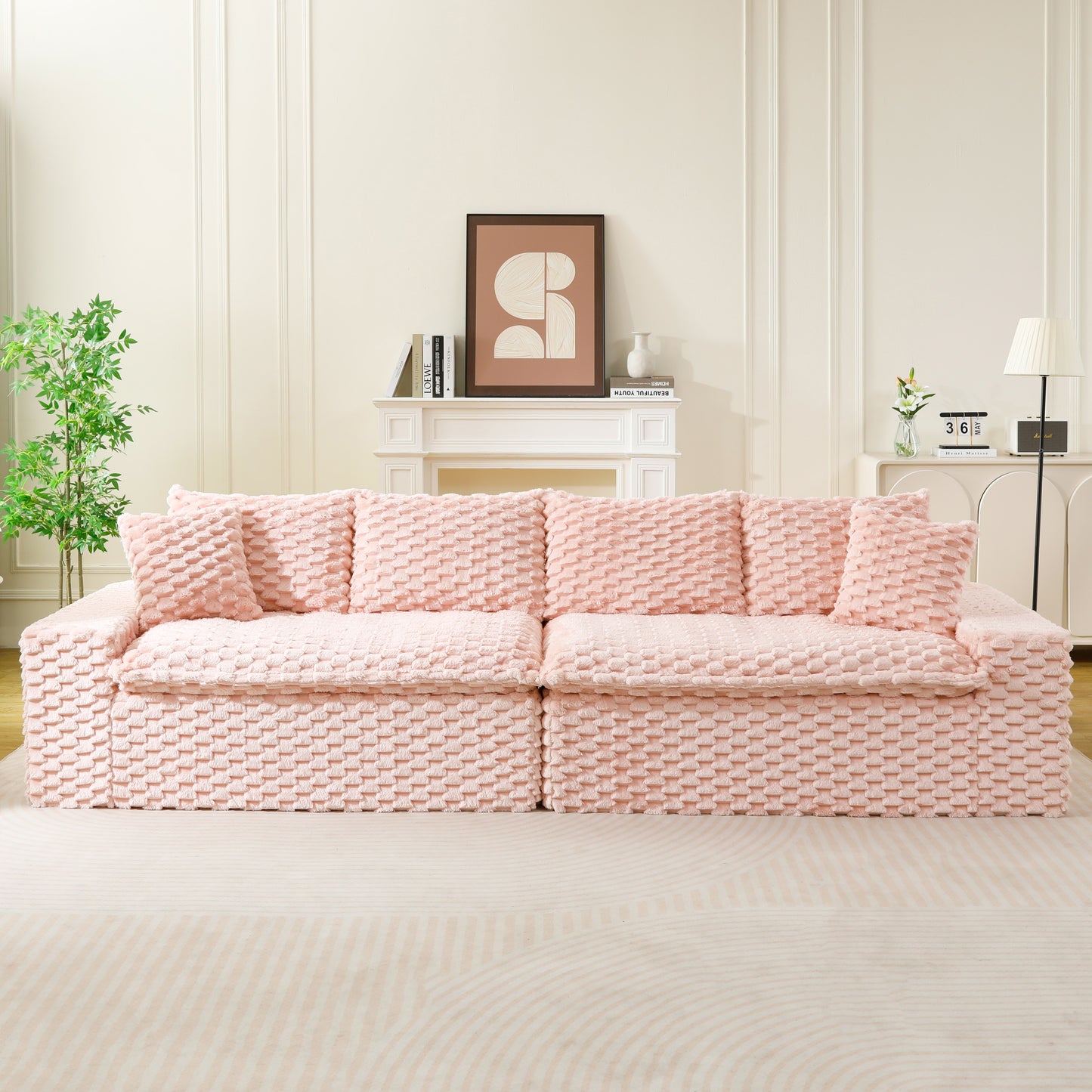 Luxury Pink  Turtle Velvet Multifunctional Sofa - Arrangeable In Single Row, Side-by-Side Or Facing Each Other, Stylish Living Room Furniture For Cozy Home Decor