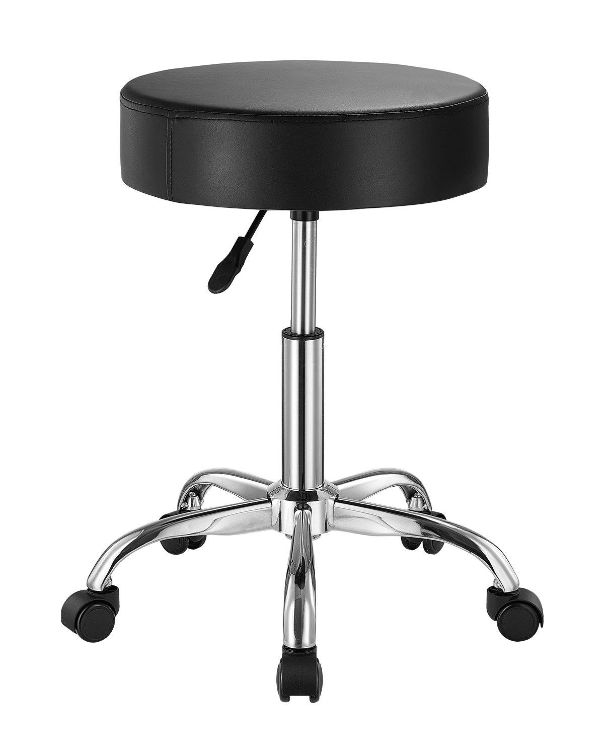 Sattelhocker Rollhocker 204 Kg Belastbarer Höhenverstellbarer (55-71 Cm) Drehhocker Arbeitshocker PU-Leder-Drehsattelstuhl Für Salon Spa Massage Klinik Schwarz
