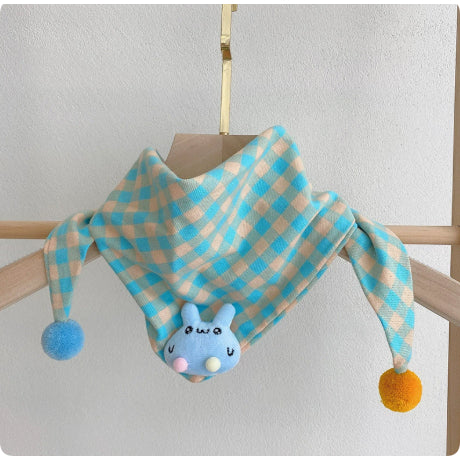 Korean-style Cotton-linen Plaid Childrens Scarf Versatile And Easy To Match