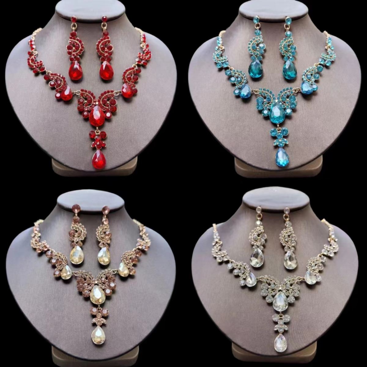 Bridal Necklace Earrings Zircon Wedding Accessories Suit