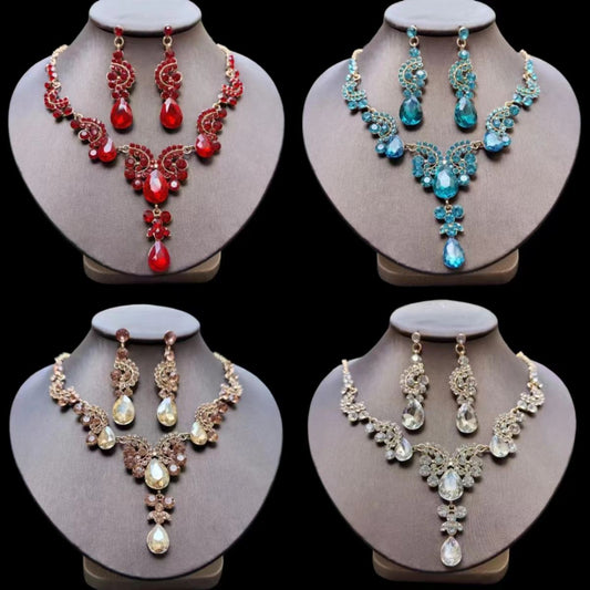 Bridal Necklace Earrings Zircon Wedding Accessories Suit