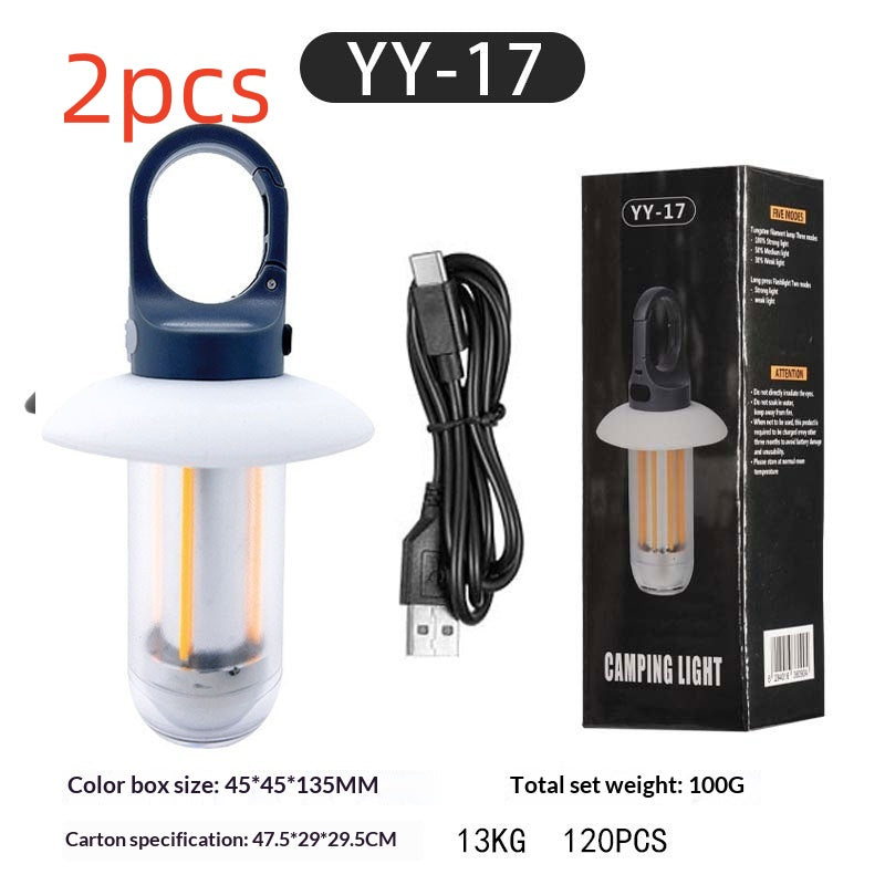 Dual-Source Camping Light With Outdoor Multi-Function Hanging Hook