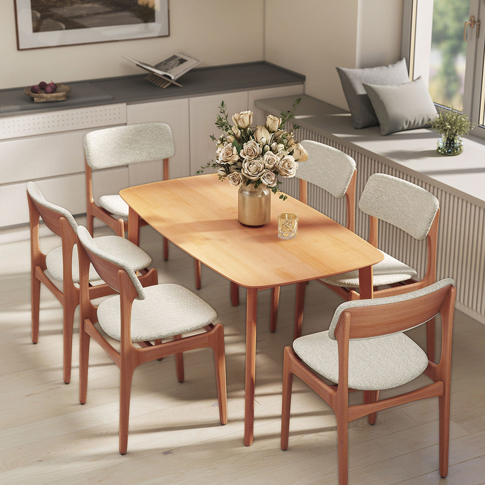 Pine Wood Dining Table For 6 Rustic Rectangular Kitchen Table Solid Wood With Large Table Top Non-slip Foot Pads For Dining Room