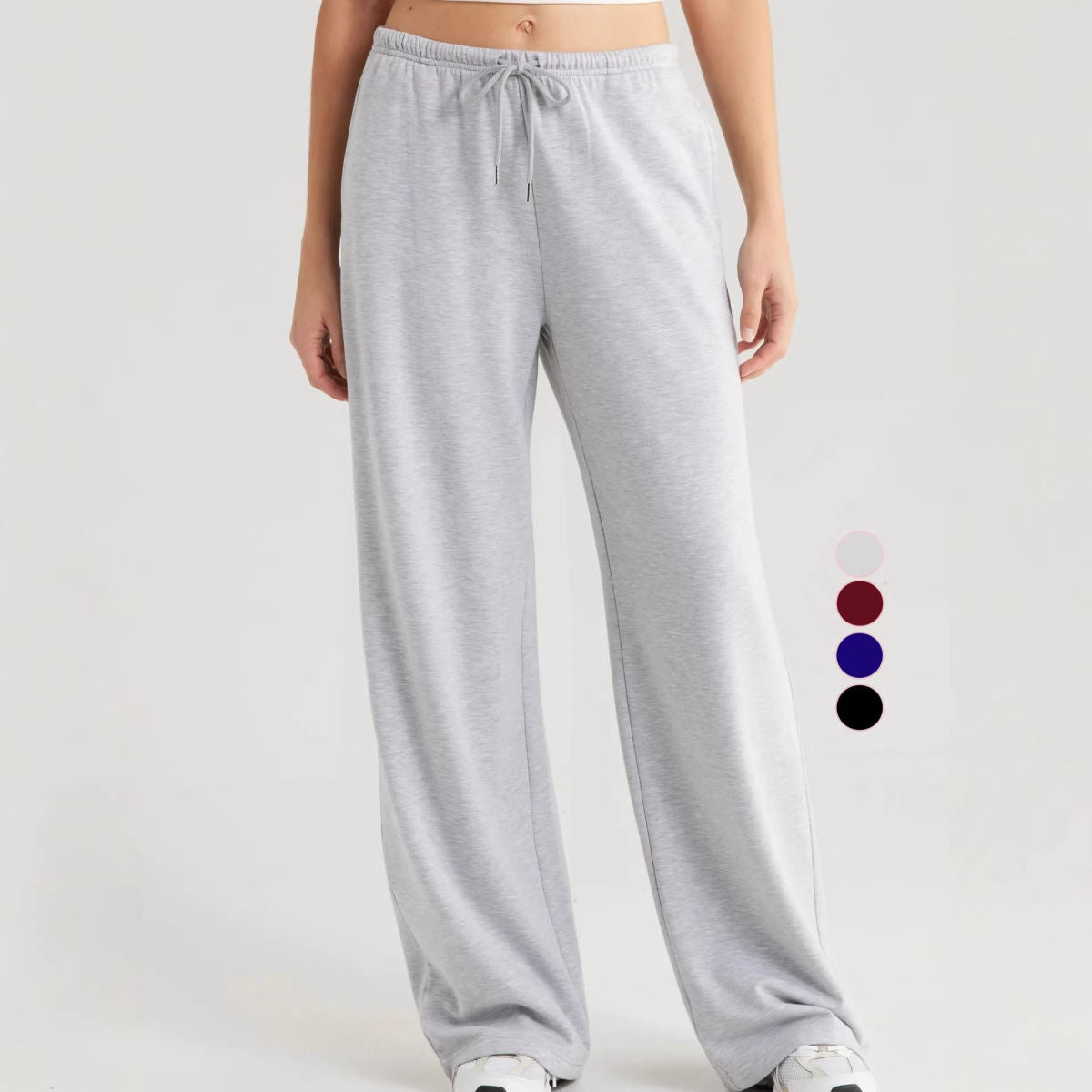 Womens Loose-fitting Casual Drawstring Sporty Wide-leg Yoga Pants
