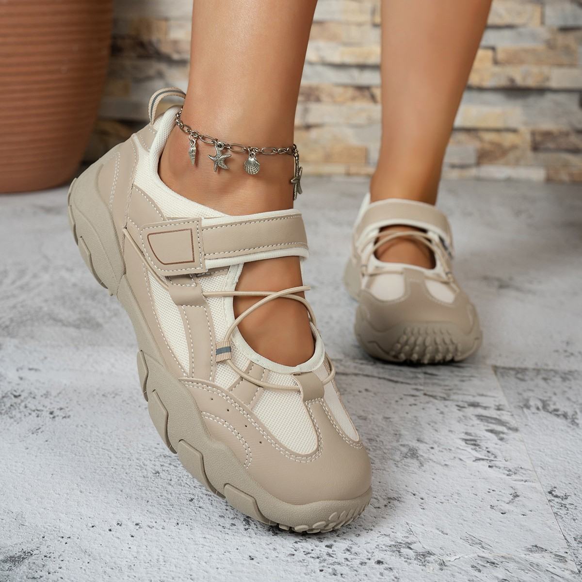 Women Korean Ballet Style Mary Jane Sport Sandals, 2026 New Spring Summer Platform Hook And Loop Trainer Shoes