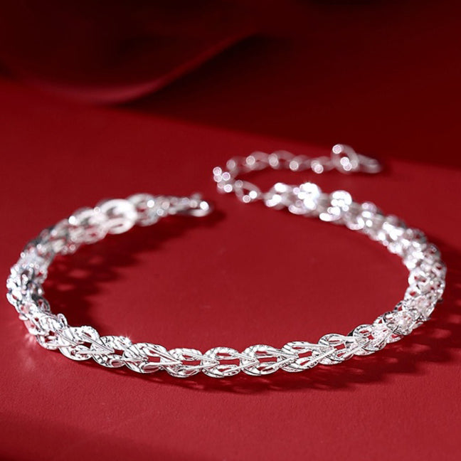 1pc 999 Sterling Silver Woven Phoenix Tail Chain Bracelet, Luxurious Style, Perfect For Daily Wear And Valentine's Gift