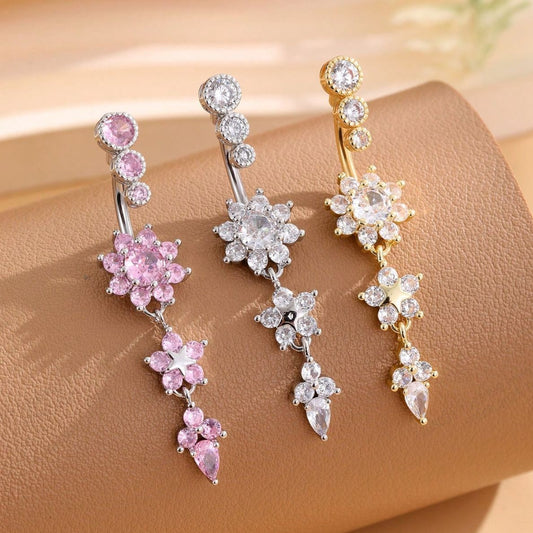 Round Zircon Navel Piercing Jewelry For Body Piercing