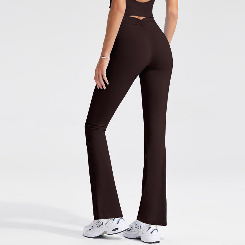 V Waist Yoga Pants Fitness Trousers High Waist Pleating