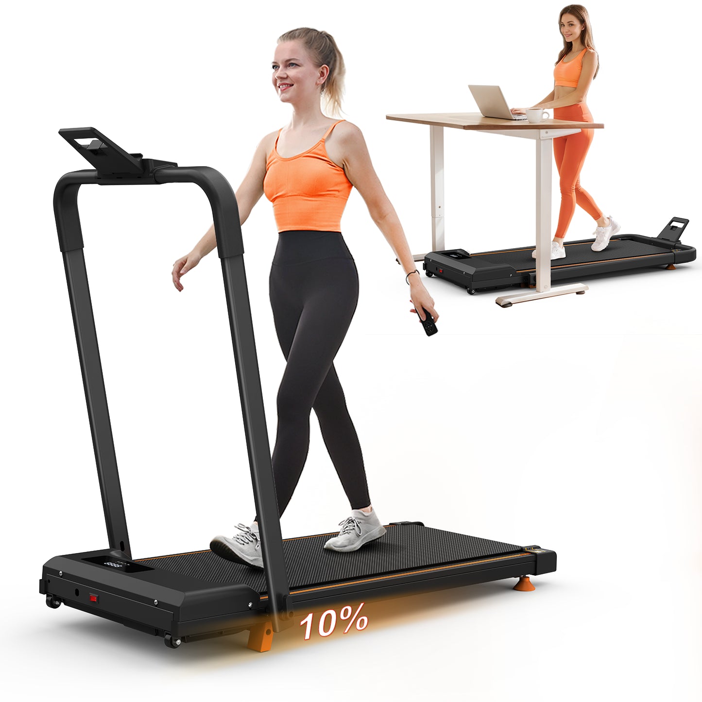Home Office Desk Treadmills, Compact Desktop Treadmills With Inclined Portable Treadmills, 2-in-1 Treadmills For Walking, Running And Jogging, With A Weight Capacity Of 120KG Treadmill,APP