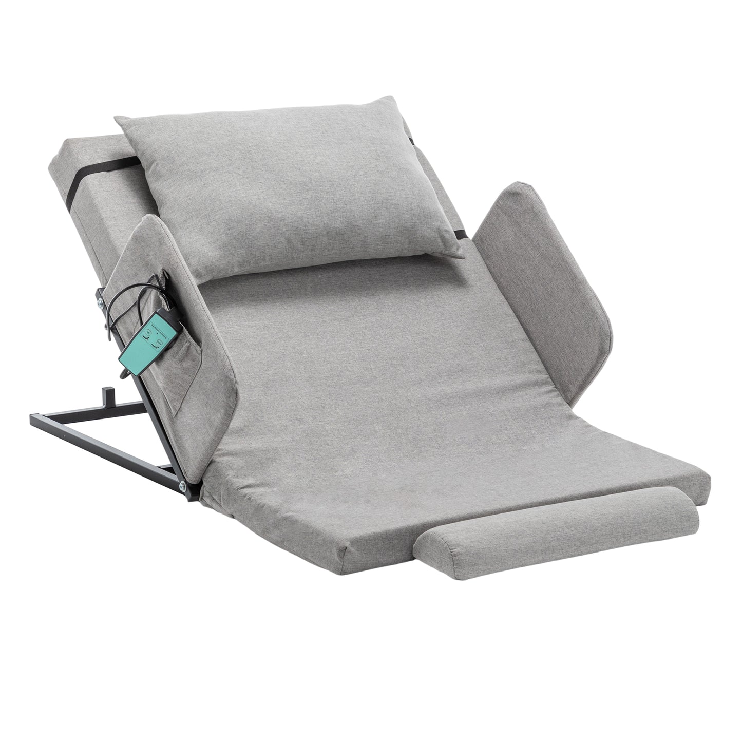 Electric Adjustable Bed Backrest With Safety Rails - 300 Lbs Capacity, 4-68 Lift Range, Machine Washable Cover - Ideal For Elderly, Pregnancy, Patient Care Mobility Assistance