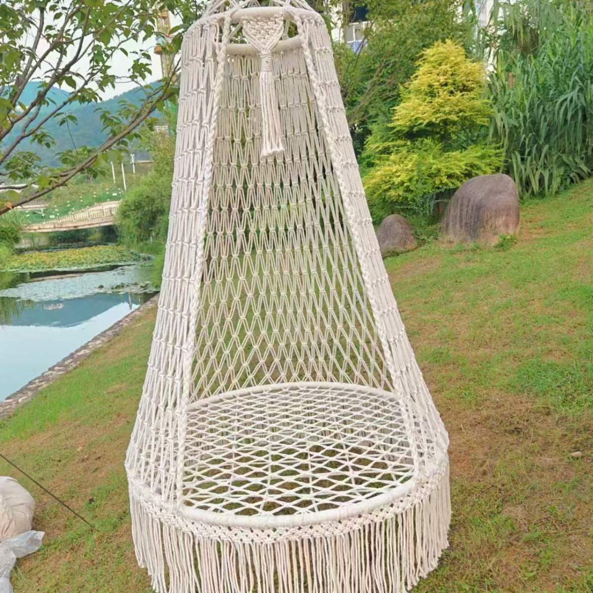 Large Hanging Basket Cotton Yarn Outdoor Balcony Household Use