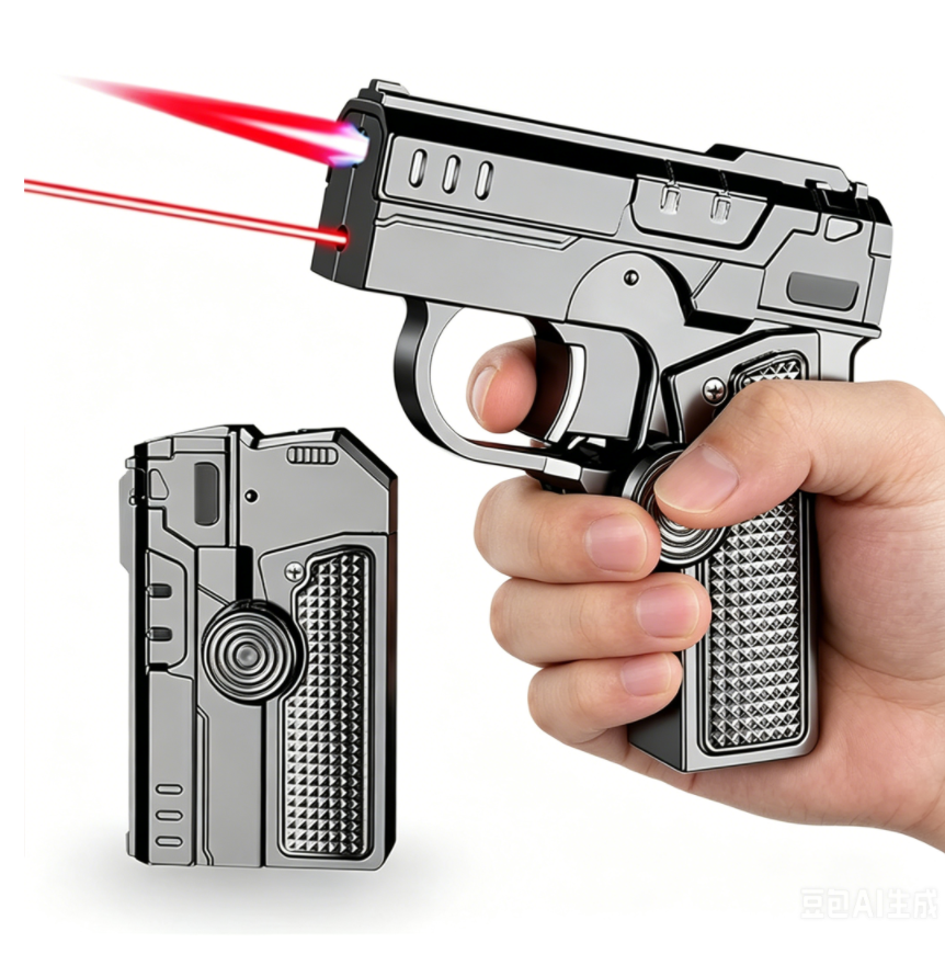 Butane Free-2-in-1 Fidget Spinner Gun Lighter Foldable Transformer Metal Lighter Red Laser Windproof Novelty EDC Gadget Gift For Men