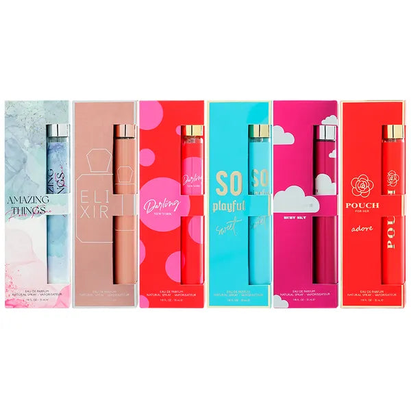 6pcs Travel Set, Women's Eau De Parfuma Spray, Long Lasting Fragrance, 6 Different Flavor, Perfect For Holiday Gifts, Dating, Daily Life, Parties, 1.18fl.oz Bottle