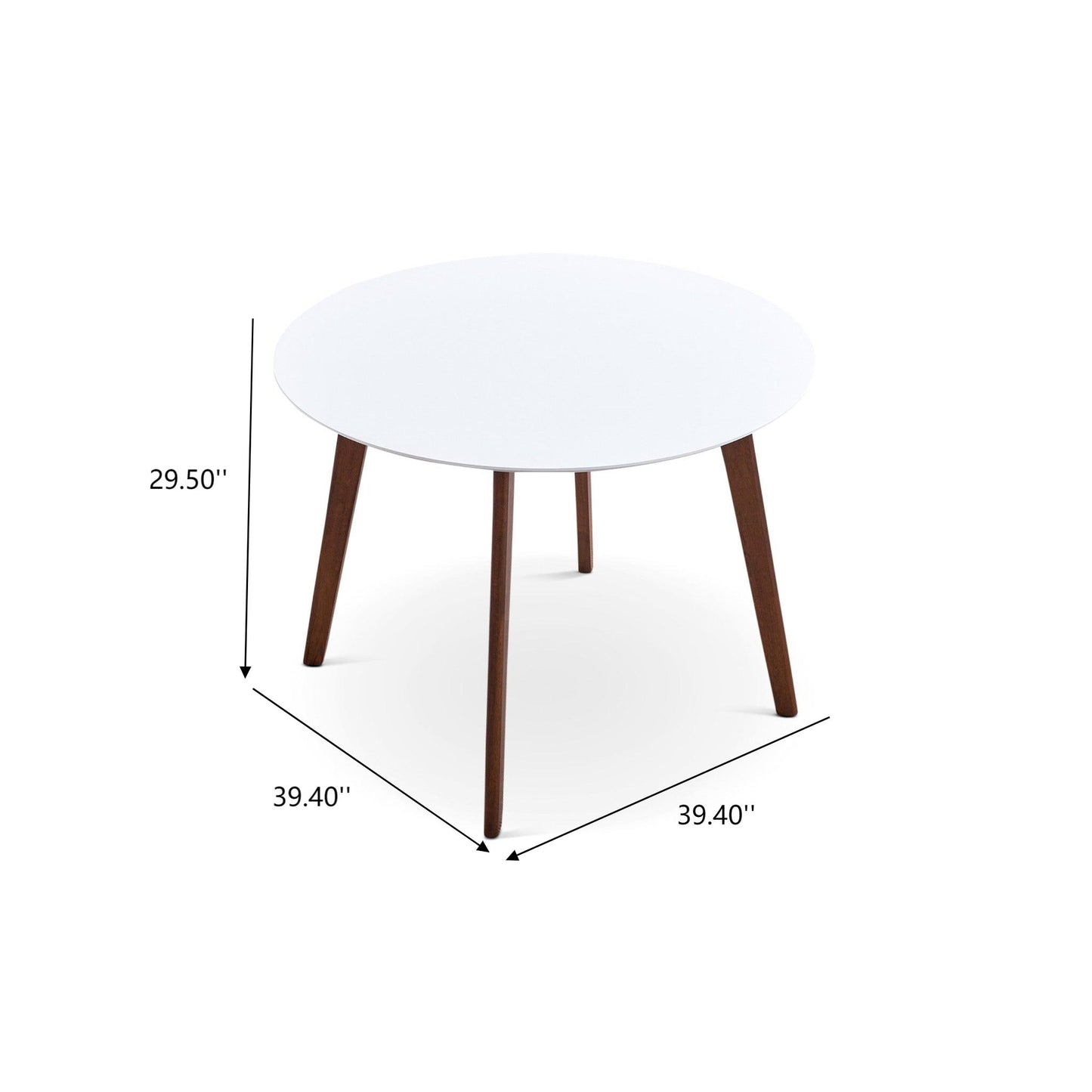 Minimalist Mid Century Modern White Top Dining Table With Solid Wood Legs And MDF Tabletop 39.4   For Kitchen, Dining Room, Dinette, Breakfast