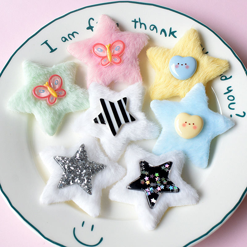 Plush Five-pointed Star Hair Accessories Hole Shoes Phone Case Ornament