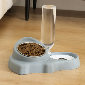 Multifunctional feeding bowl-feeder + stainless steel bowl-premium gray-1 set