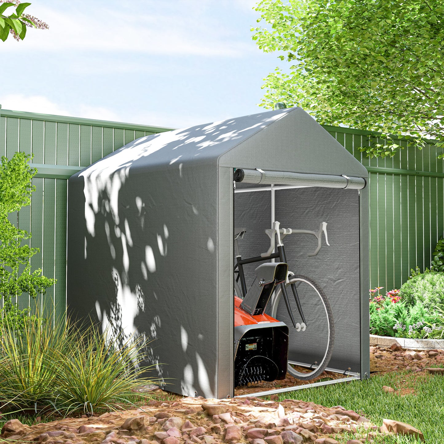 179 X 120cm Temporary Garden Shed, With Accessories - Light Grey