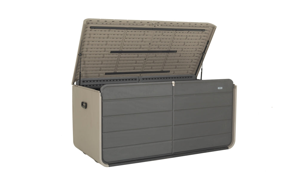 200 Gallon Plastic Deck Box, Large Patio Storage Box With Lock, Wheels & Waterproof Lid For Outdoor Cushions, Garden And Pool Supplies  Gray