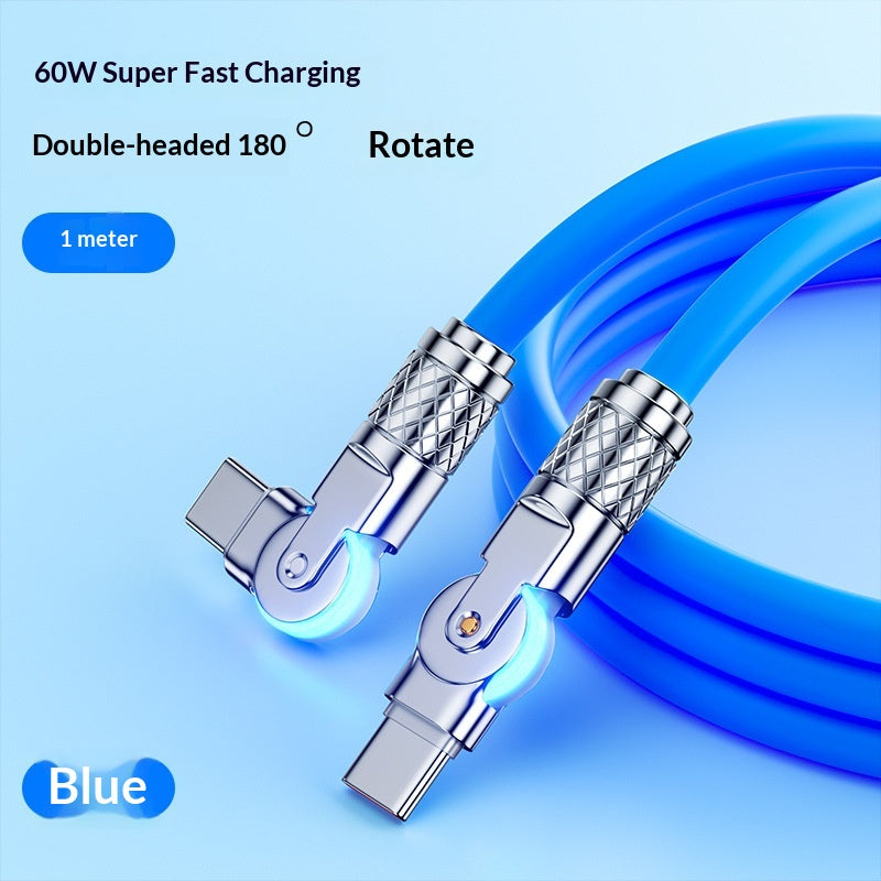 Gaming Dual-bend Rotating PD Fast-charging Data Cable
