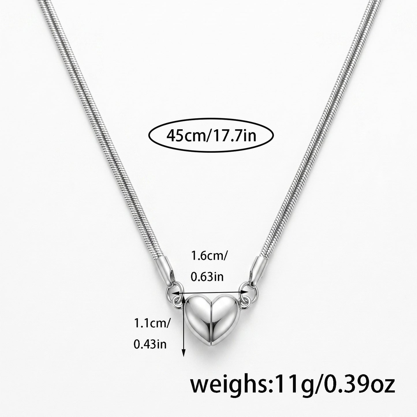 Magnetic Heart Necklace For Couples Stainless Steel Snake Chain Matching Relationship Necklaces Two Souls One Heart Magnet Pendant Jewelry Anniversary Gifts For Him Her