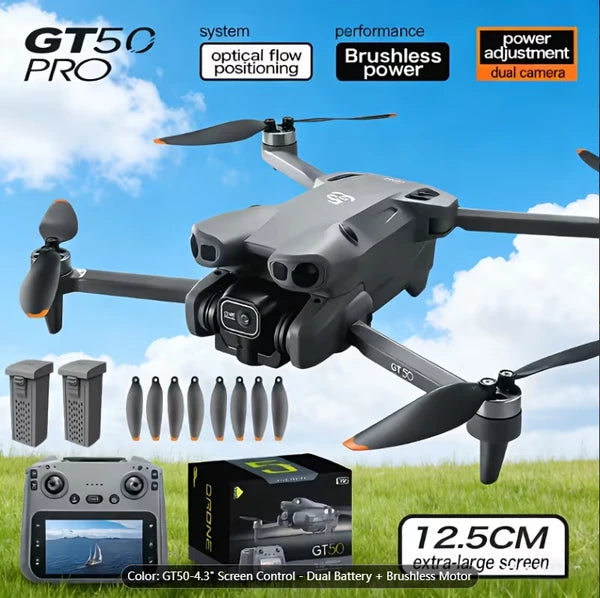 GT50 Drone With Camera, HD Screen Remote Control Drone, Supports APP Control, Real-time Video Remote Control Quadcopter, 4K Video Shooting, Equipped With Battery, Birthday Gift Indoor-Outdoor Drone Ai
