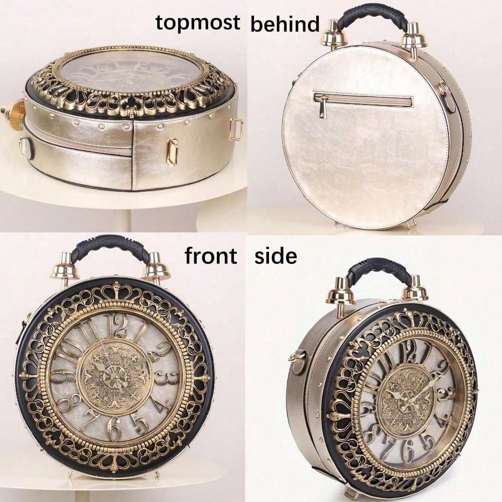 Retro Clock Shaped Crossbody Purse Handbags Women Shoulder Bag Vintage Steampunk Messenger Bags Designer Clock Purse,  Bags For Women, Summer, Tote Bags For Women, Valentine's Day Gifts, Romantic Gift