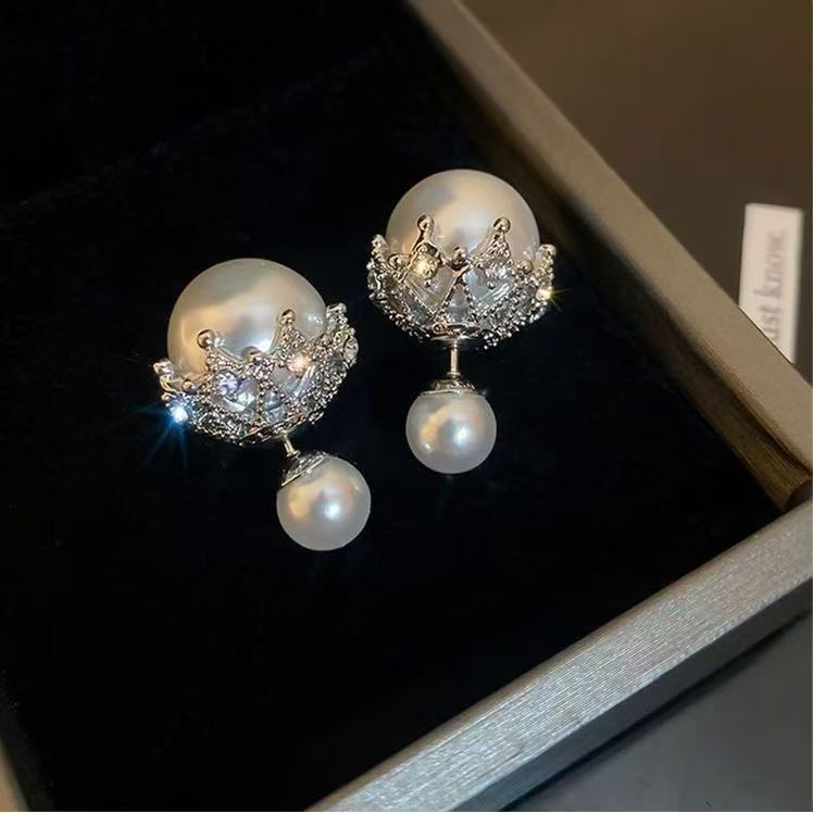 Mermaid Glow Pearl Double-Sided Wear Earrings, Fashion Light Luxury Studs, Elegant Versatile Ladies Ear Jewelry