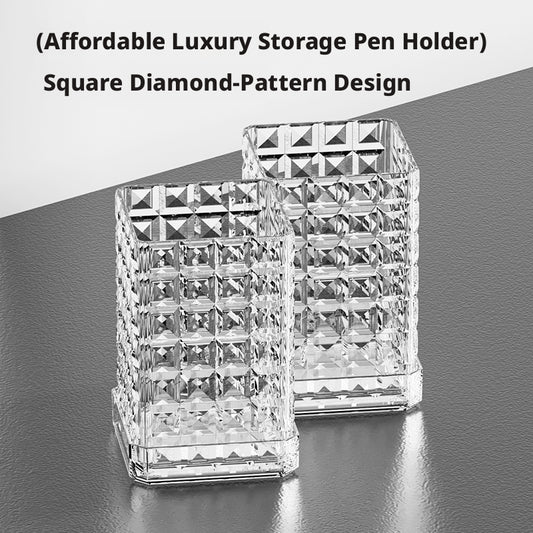 Light luxury texture pen holder-two-seat, two-cup model-transparent white-PET-1 piece