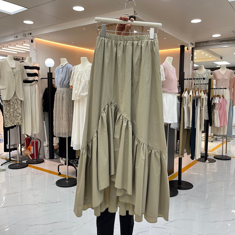 Ruffled Asymmetrical Skirt Womens Korean Style