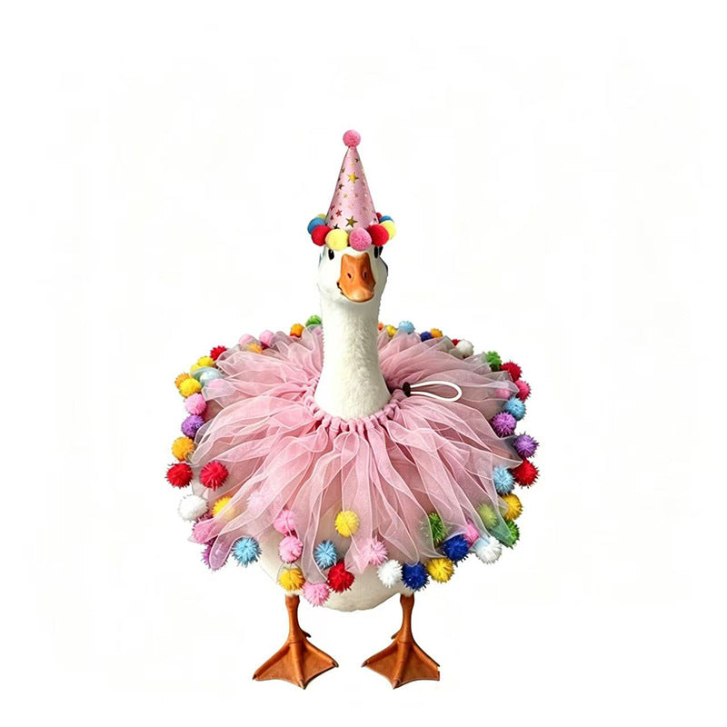 Pet Goose Birthday Hat And Scarf Decor Set