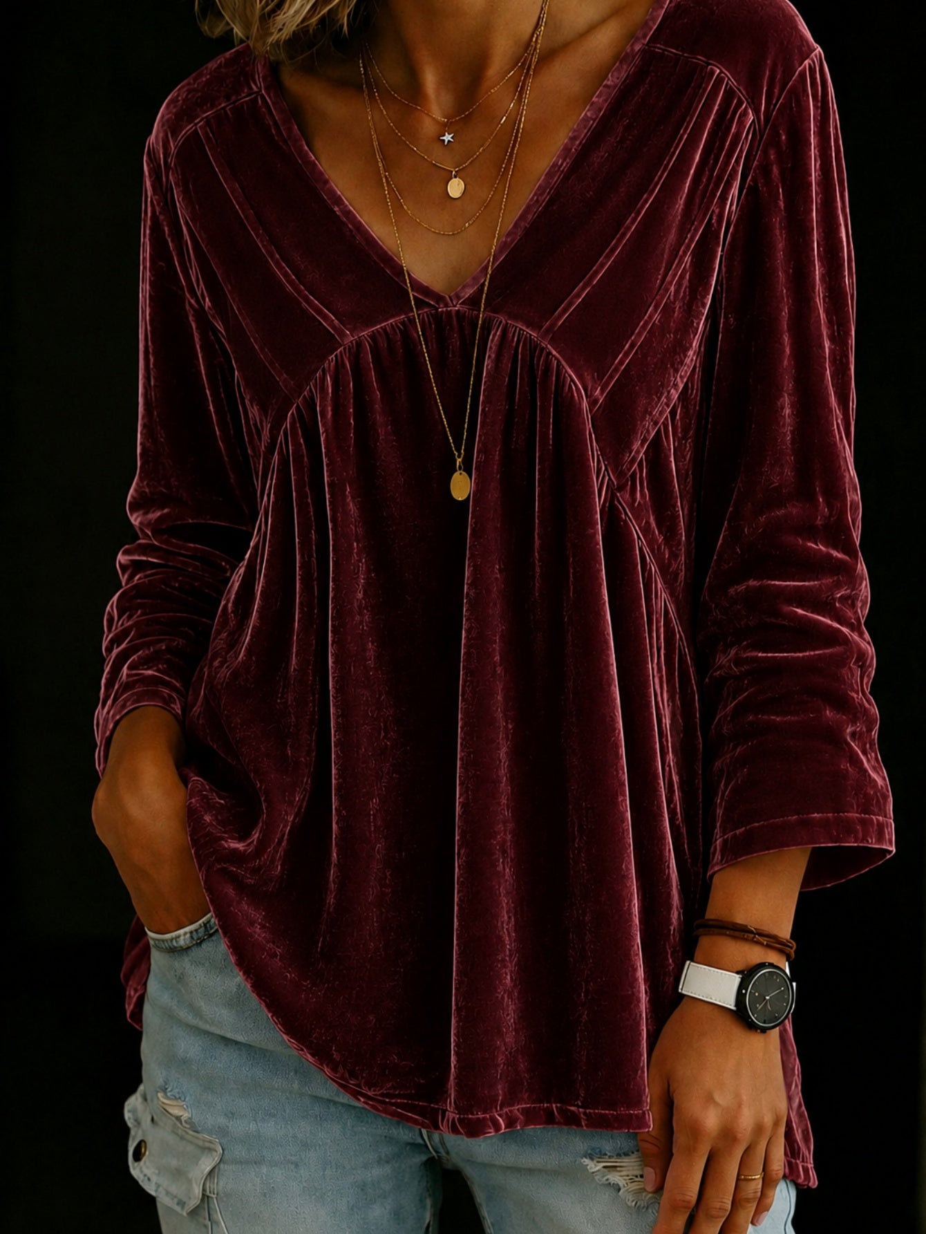 Casual Fashion Plain-color Loose-fitting T-shirt