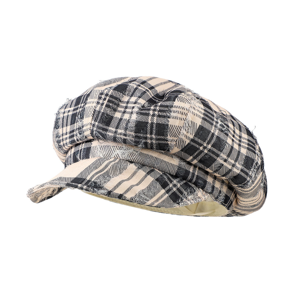 Retro Checkered Brushed Octagonal Newsboy Hat - Korean Version. Antique-style Checkered Soft Brim Hat. Fashionable, Trendy And Stylish Hat With A Touch Of Elegance