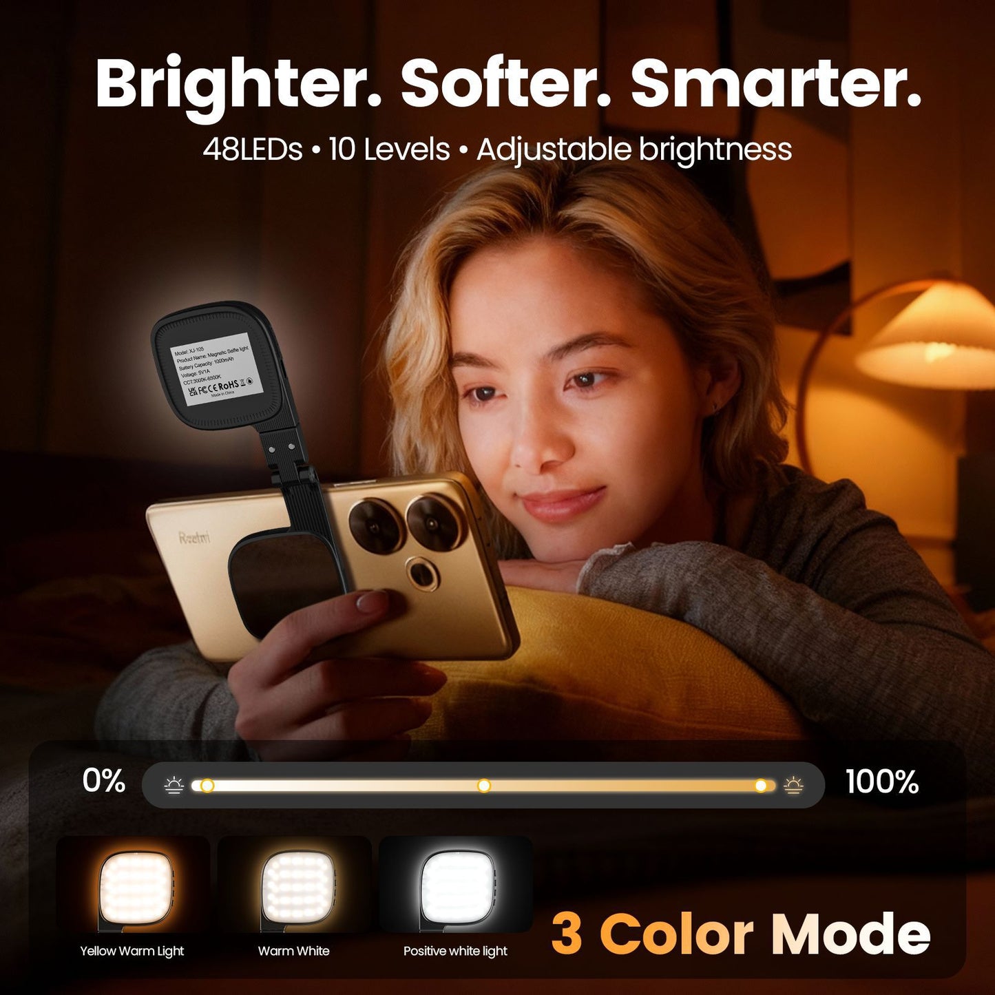 Magnetic Flip-Open Phone Fill Light Mini Portable LED Makeup Mirror