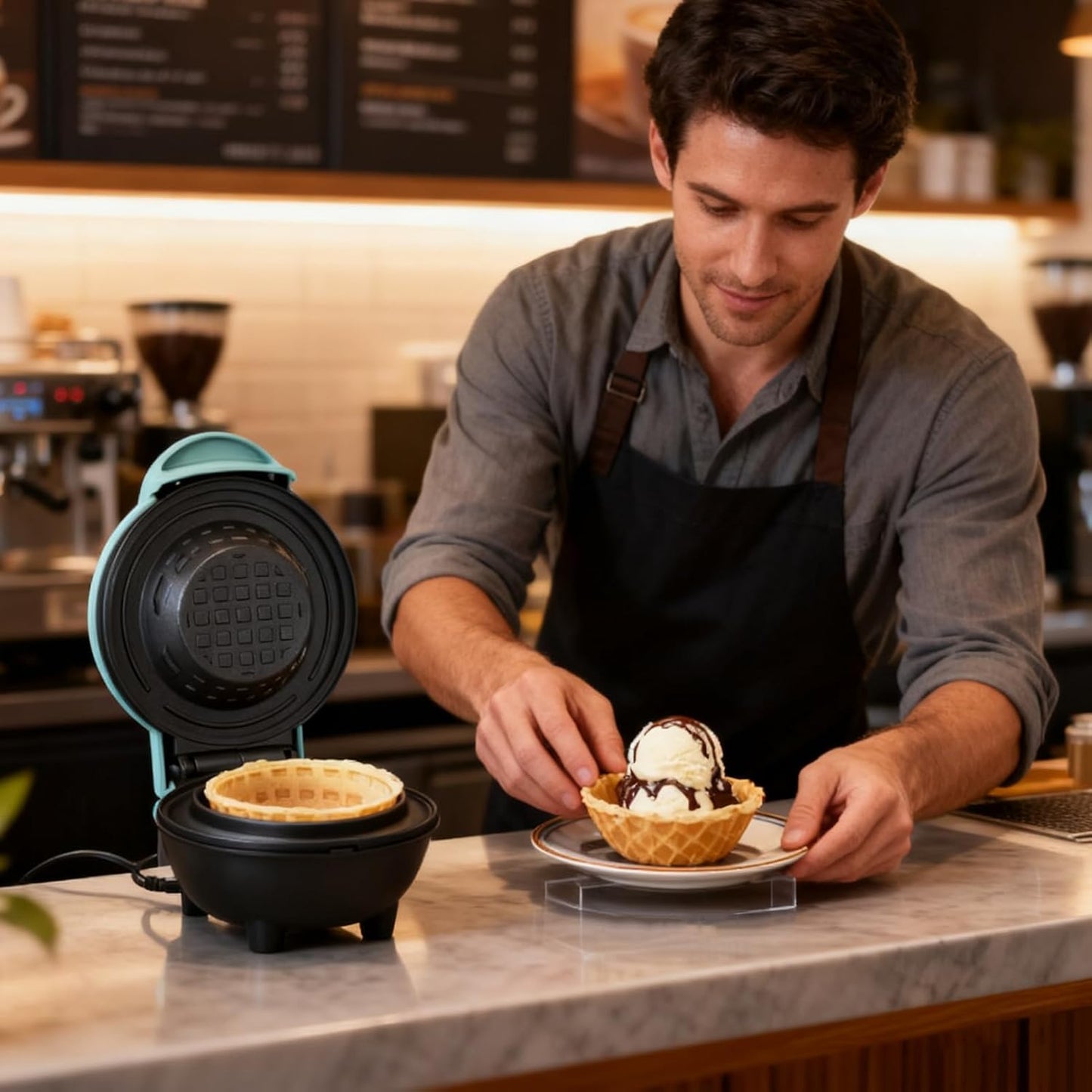 Waffle Bowl Maker - Even Heating Kitchen Gadgets, Electric Nonstick Waffle Cone Bowl Machine, Sturdy Easy To Use Design, Dessert Cooking Tool, For Kitchen Birthday Christmas Party Holiday Snack Breakf
