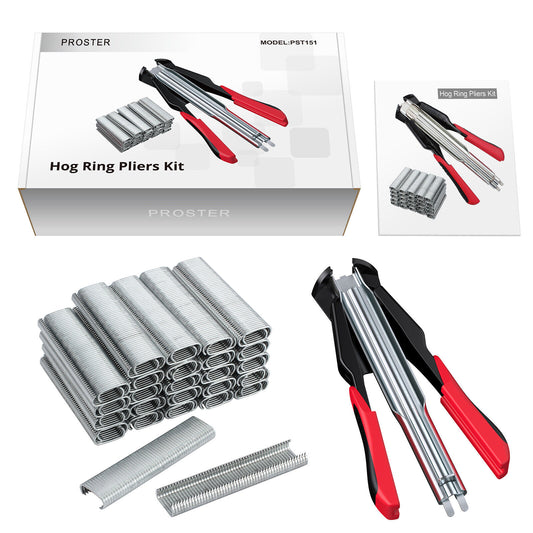 Hog Ring Pliers Kit C-type With 2500pcs Nails Spring C7 Hog Rings Gun C-type Clip Installation Equipment Tool For Auto Feed Animal Fence Fastener Staple Plier Nailer Mattresses  Black  Red