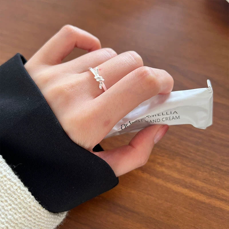 1pc 999 Sterling Silver Knot Open Ring, Minimalist & Understated Style, Perfect For Daily, Dating & Gifting, Ideal Valentine's Gift