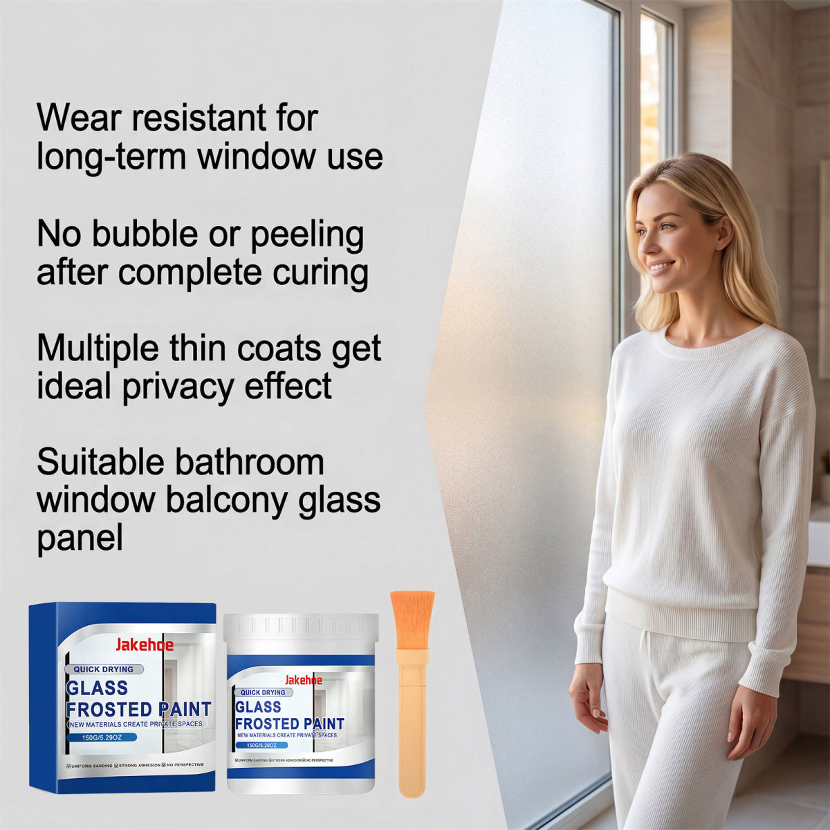 JAKEHOE Frosted Glass Paint For Home Bathroom Doors And Windows, Protecting Against Privacy, Blocking Light, Quick-drying, Semi-transparent Waterproof Paint.