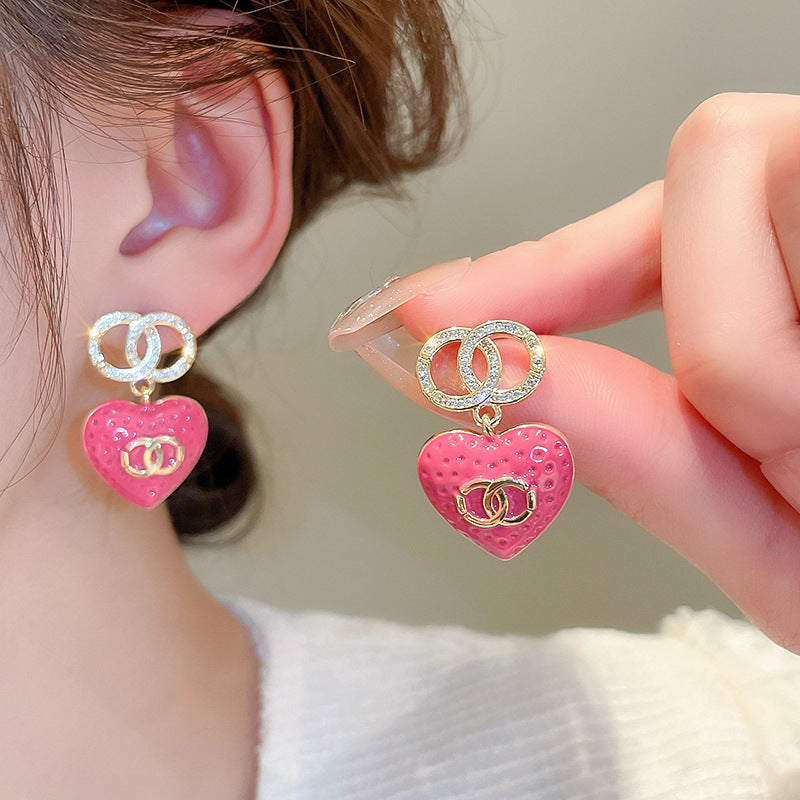 Silver Post Cute Heart Flower Earrings For Women Cat's Eye Pearl Studs Elegant Premium Jewelry