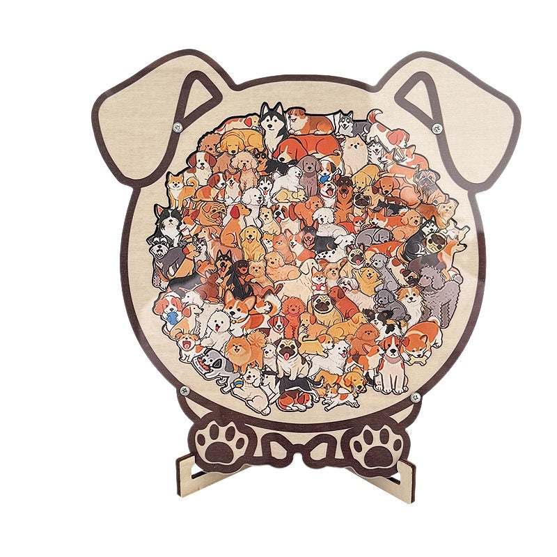 Wooden Puzzle Cute Cat Shape Challenging Irregular Pieces With Frame  3D Cat Design Wooden Jigsaw Puzzles Home Decoration Ornament Birthday Gift For Kids