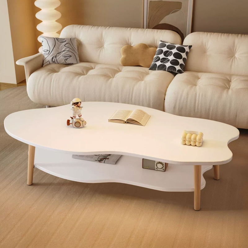 2 Layer Coffee Table Tea Table Cloud Modern Living Room Desk W  Storage Shelf UK